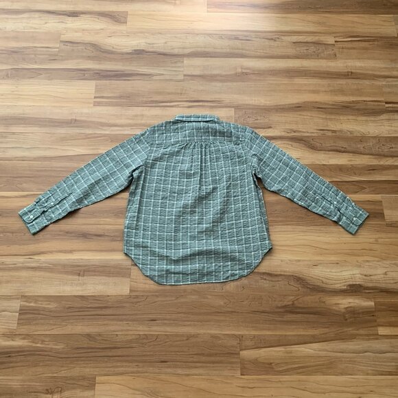 L.L. Bean Seersucker Shirt Long Sleeve Button Sage Green Small Petite Plaid New - Picture 6 of 11